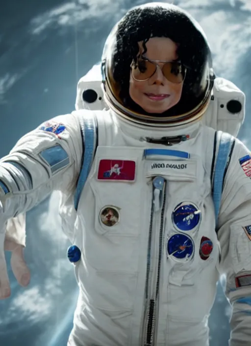 Image similar to film still of michael jackson as an astronaut in the movie the martian, full-shot, 4k
