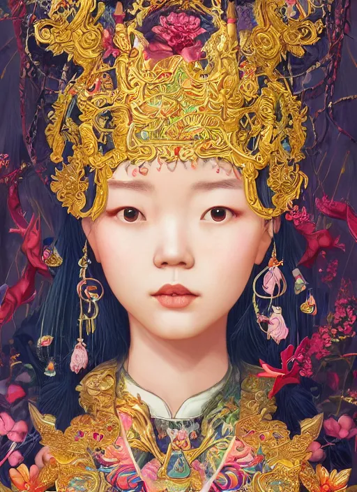 Image similar to beautiful yunnan girl : : by martine johanna and simon stalenhag and chie yoshii and casey weldon and wlop : : ornate, dynamic, particulate, rich colors, intricate, elegant, highly detailed, centered, artstation, smooth, sharp focus, octane render, 3 d