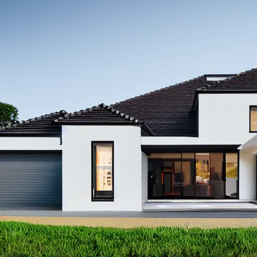 Prompt: stunning modern house render with dirty roof, contrast, high octane render, roof cleaning add, shot on canon, 8 k, professional photography