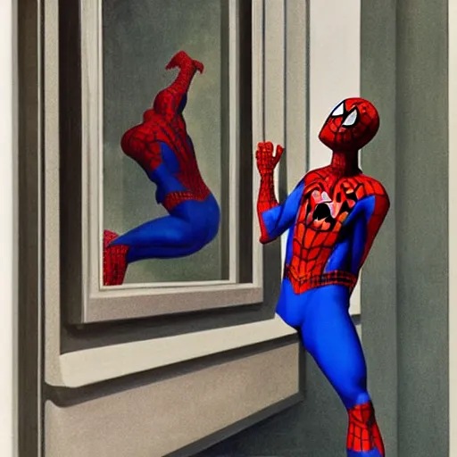 Image similar to Spiderman by Edward hopper