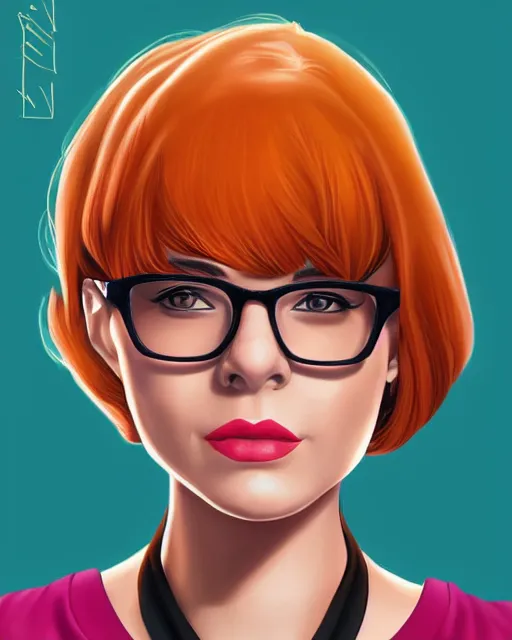 Prompt: a portrait of Velma Dinkley in the style of artgerm