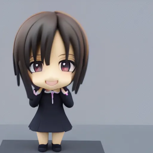 Image similar to character face portrait of a singular kawaii chibi in the sytle of kyoto animation, in simple background, nendoroid eyes, blender, toon rendering, toon shader, unity chan