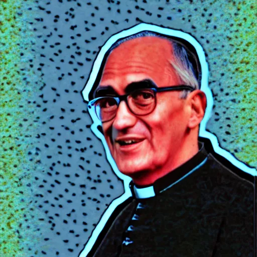 Prompt: archbishop romero in multicolor rotoscope