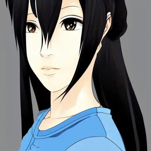 Image similar to full headshot portrait of a girl with long black hair, wearing a surgical mask, drawn by ATDAN, by Avetetsuya Studios, attractive character, colored sketch anime manga panel, trending on Pixiv