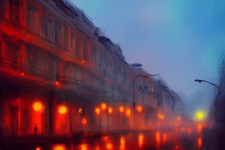 Image similar to bucharest streets sunset by anato finnstark