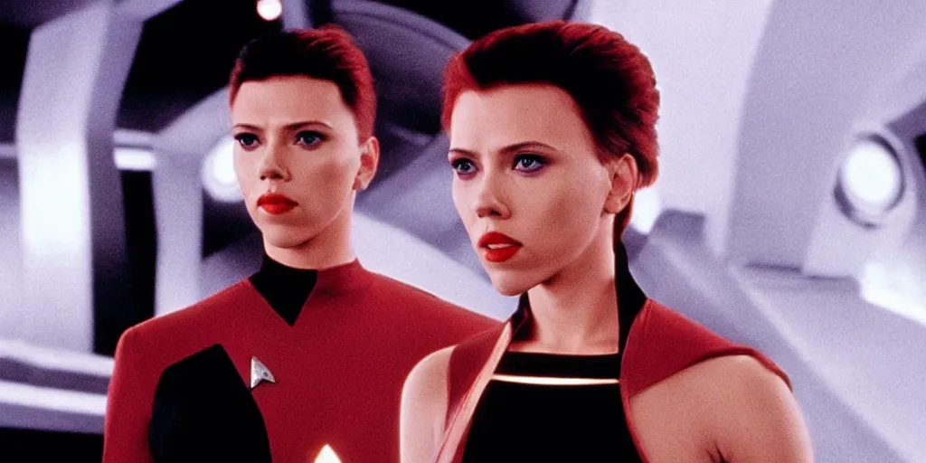 Prompt: Scarlett Johansson in a scene from Star Trek First Contact