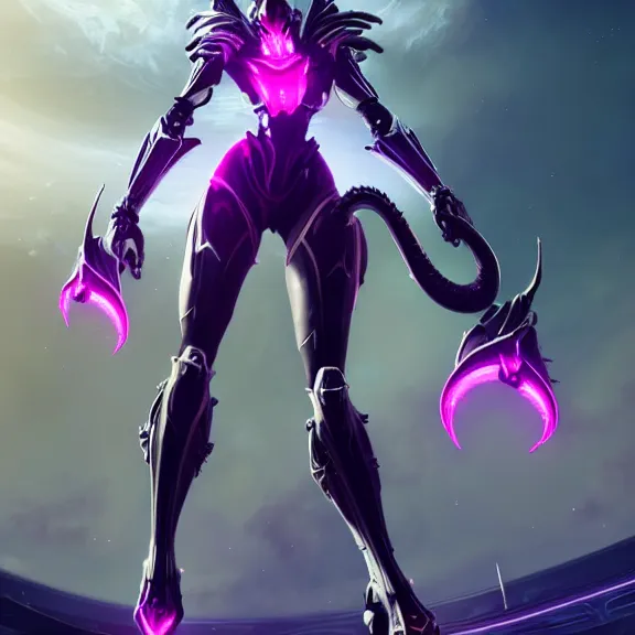 Prompt: highly detailed giantess shot exquisite warframe fanart, looking up at a giant 500 foot tall beautiful stunning saryn prime female warframe, as a stunning anthropomorphic robot female dragon, looming over you, posing elegantly, dancing over you, your view between the legs, white sleek armor with glowing fuchsia accents, proportionally accurate, anatomically correct, sharp robot dragon claws for hands and feet, two arms, two legs, camera close to the legs and feet, giantess shot, upward shot, ground view shot, leg and thigh shot, epic low shot, high quality, captura, sci-fi, realistic, professional digital art, high end digital art, furry art, macro art, giantess art, anthro art, DeviantArt, artstation, Furaffinity, 3D realism, 8k HD octane render, epic lighting, depth of field