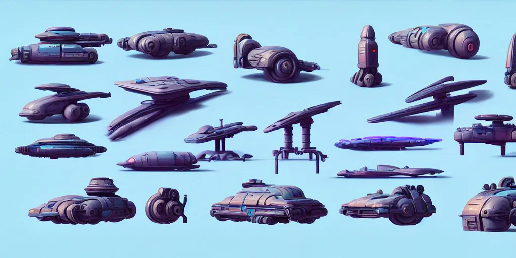 Image similar to hard surface shape form exploration, vehicles, close up, complex geometry, detailed, artstation, 8 k, sci - fi, pastel colors, props, panel, concept, simon stalenhag, blueprint, items and gadget, big medium small, blueprint, vintage