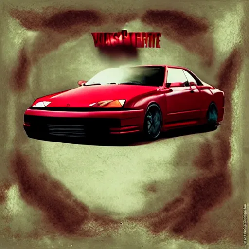 Image similar to kanye west my beautiful dark twisted fantasy cover art with jdm cars