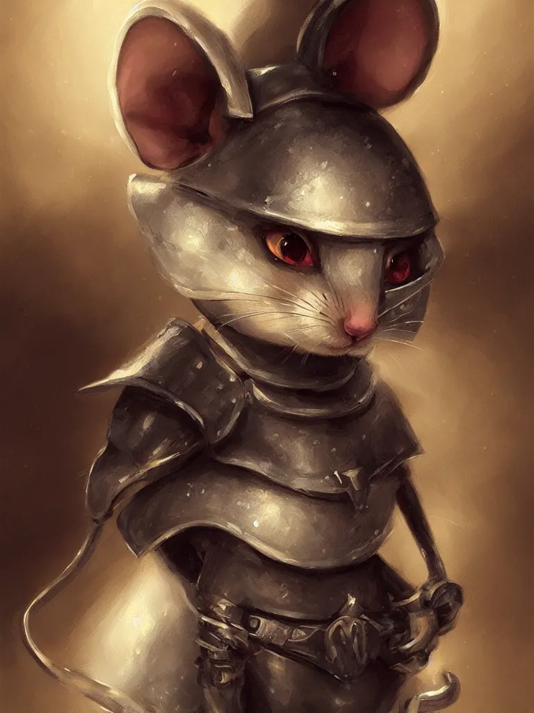 Image similar to portrait of a cute mouse as knight in the style of charlie bowater, oil painting