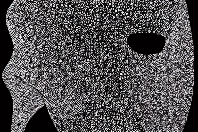 Image similar to anxiety faceless people dark, dots, drip, stipple, pointillism, technical, abstract, minimal, style of francis bacon, asymmetry, pulled apart, cloak, hooded cowl, made of dots, abstract, balaclava mask, colored dots, sploch