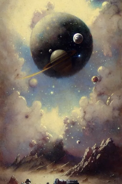 Image similar to ( ( ( ( ( 1 9 5 0 s retro science fiction outer space landscape. muted colors. ) ) ) ) ) by jean - baptiste monge!!!!!!!!!!!!!!!!!!!!!!!!!!!!!!