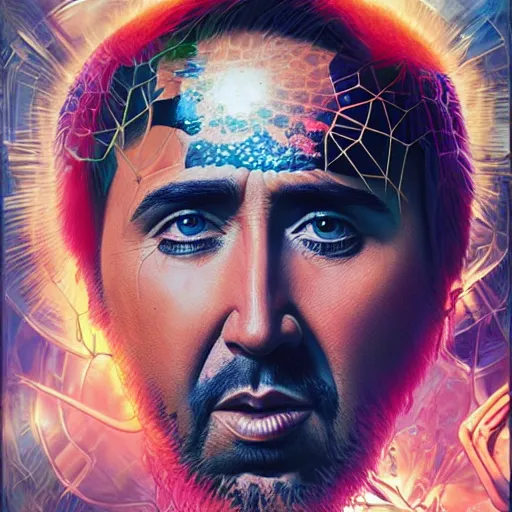 Image similar to Biopunk portrait of Nicolas Cage, by Tristan Eaton Stanley Artgerm and Tom Bagshaw.