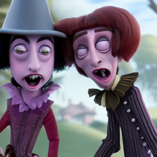 Image similar to lord farquad in a tim burton movie still 4k pixar