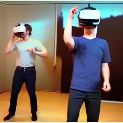 Image similar to Mark Zuckerberg dancing with vr headset on