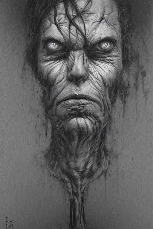 Image similar to crayon cartoon grunge portrait of man waiting for the bus . intricate artwork. nightmare fuel. terrifying. by zdzisław Beksiński, wlop, dan mumford , trending on artstation, greg rutkowski very coherent symmetrical artwork. cinematic, hyper realism, high detail, octane render, 8k