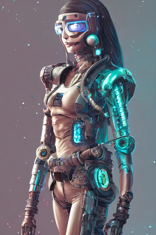 Image similar to full body Portrait of a cyberpunk cyborg ninja , D&D, sci fi fantasy, intricate, richly detailed colored , art by Range Murata, highly detailed, 3d, octane render, bright colors, digital painting, trending on artstation, sharp focus, illustration style of Stanley Artgerm,