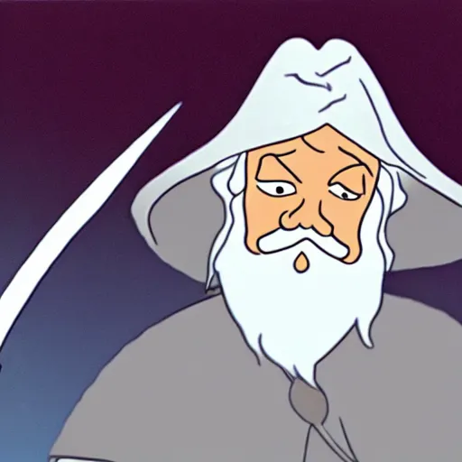 Image similar to gandalf in an adult swim cartoon