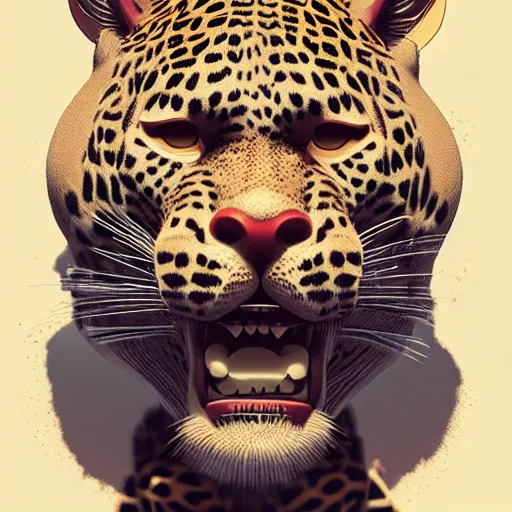 Image similar to Justice Leopard:: by beeple and James Gilleard and Justin Gerard :: ornate, dynamic, particulate, intricate, elegant, highly detailed, centered, artstation, smooth, sharp focus, octane render, 3