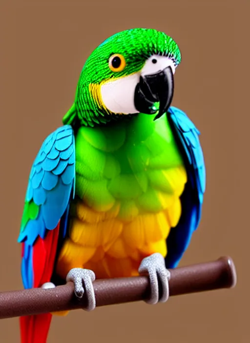 Prompt: 80mm resin detailed miniature of cute parrot, Product Introduction Photos, 4K, Full body, simple background