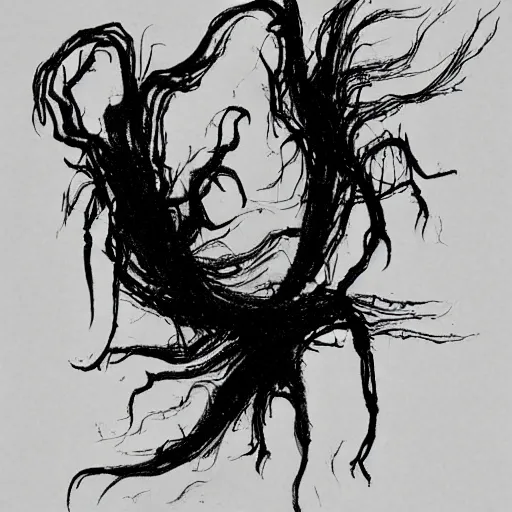 Prompt: a creature from a major horror hollywood movie, shadow ink wispy horrors