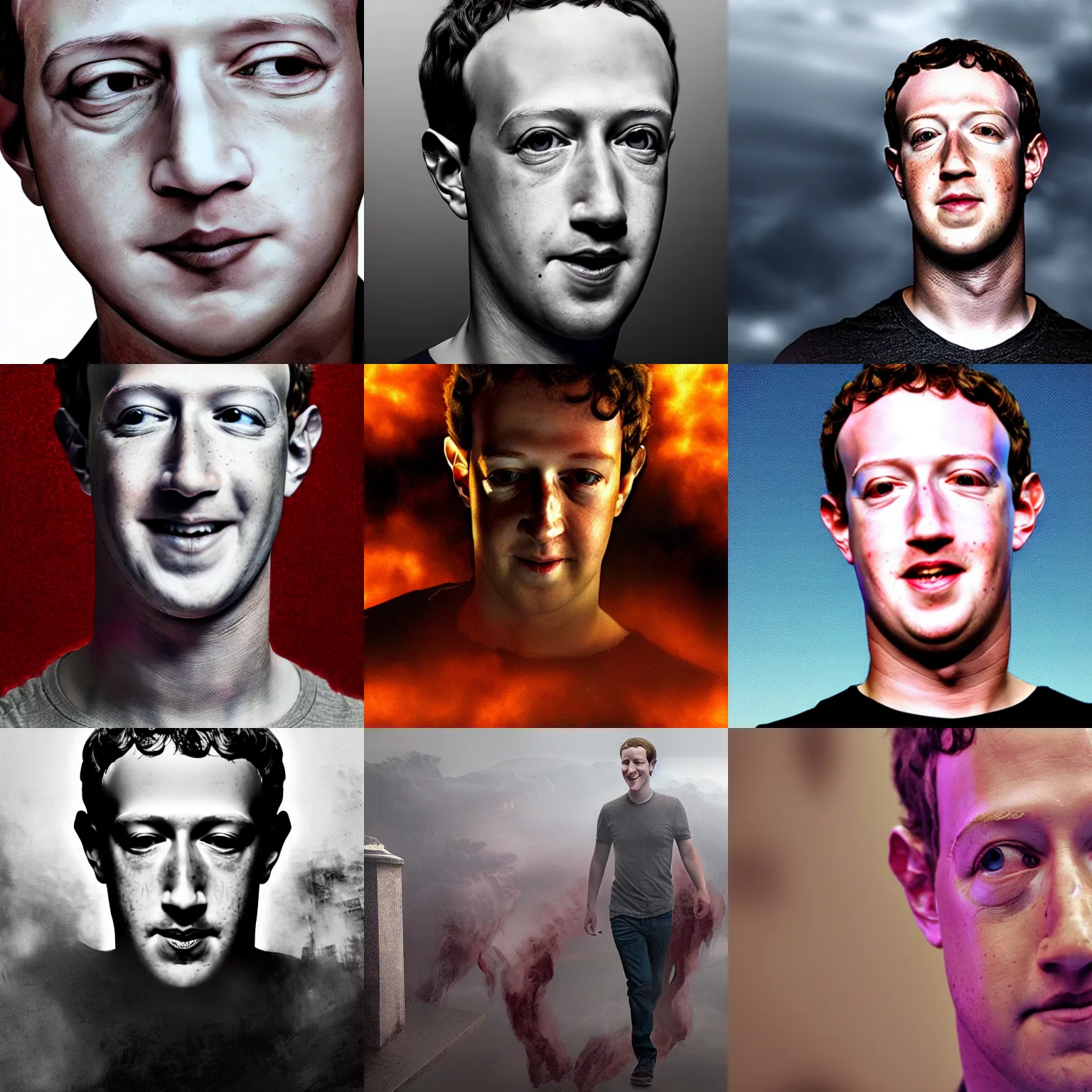 Prompt: mark zuckerberg as an infernal demon, ethereal, high detail, matte painting