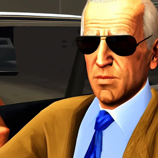 Prompt: Joe Biden wearing aviator sunglasses in Grand Theft Auto San Andreas