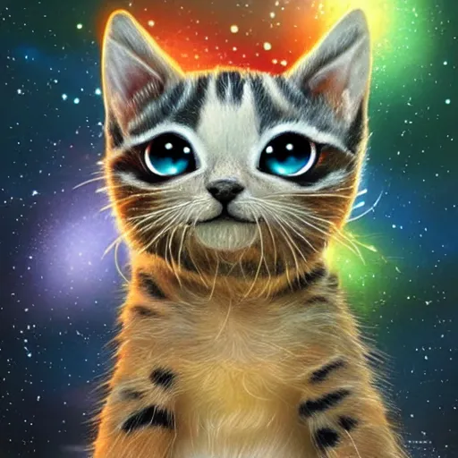 Image similar to a cute galactic alien kitten, hyper detailed