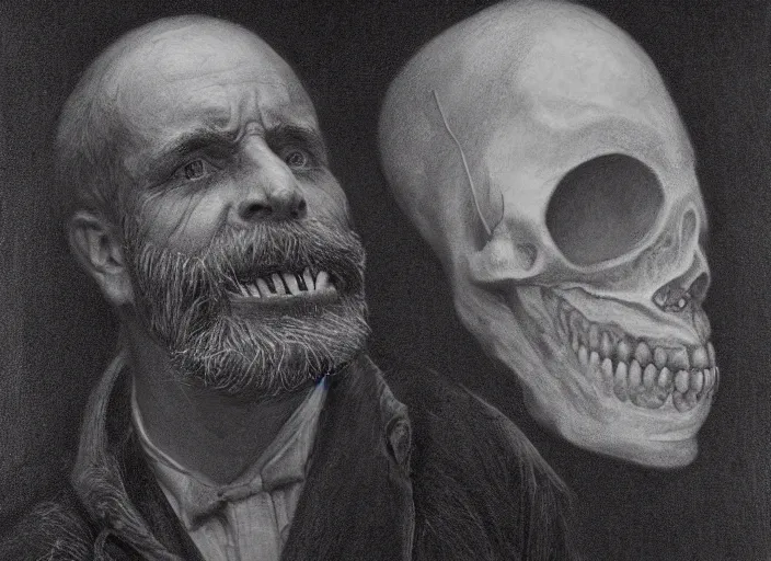 Prompt: a highly detailed ghostly portrait of a dentist, james gurney, james jean