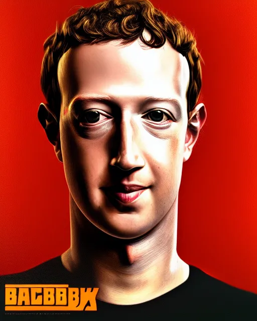 Image similar to mark zuckerberg as a sweet baby rays bbq sauce cyborg, full body portrait, oil on canvas, octane render, trending on artstation