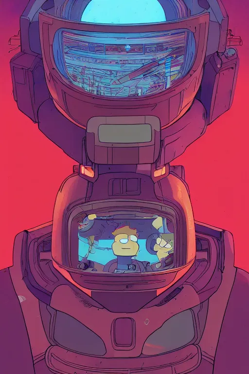 Image similar to fry from futurama by feng zhu and loish and laurie greasley, victo ngai, andreas rocha, john harris radiating a glowing aura global illumination ray tracing hdr