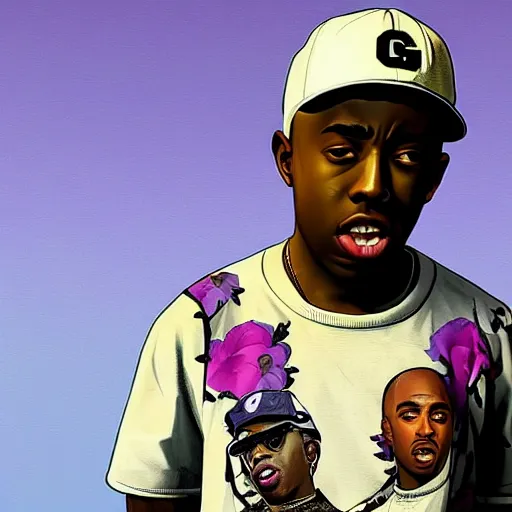 Image similar to tyler the creator in gta v style art