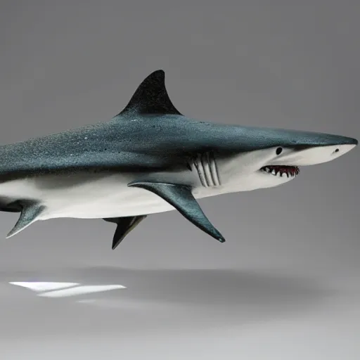 Prompt: sculpture of Shark made out of glass, perfect proportions, natural light, hyper realism, high details,