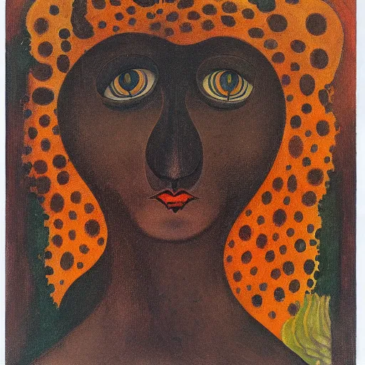 Image similar to floral face portrait by leonetto cappiello and wojciech siudmak and ernst fuchs, anni albers, oil on canvas