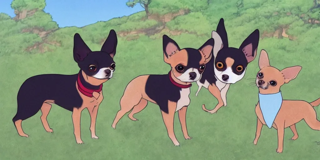 Prompt: Chihuahua + pinscher, ghibli style