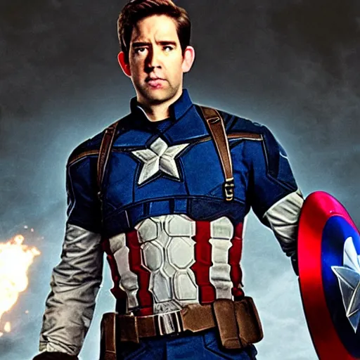 Prompt: john krasinski as captain america