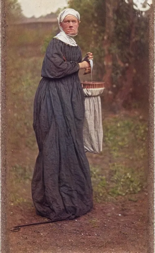 Image similar to 1881, autochrome portrait of a washerwoman