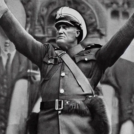 Prompt: Mussolini at the pride, photograph, hyper detailed, award winning photograph, 8k