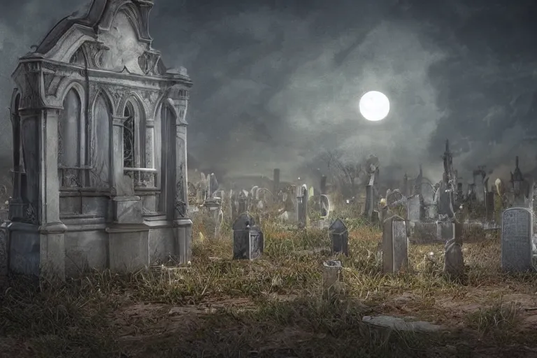 Prompt: an ultra detailed animation of a transparent ghost in a graveyard at midnight on halloween, digital art, dark fantasy, concept art, soulslike, by alphonse mucha, blood moon eclipse, ruined building in the background, artstation, 8 k, unreal engine render