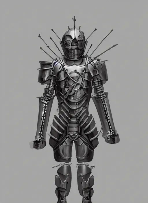 Prompt: a suit of armor shaped like a medical syringe needle, digital art, 4k, trending on artstation