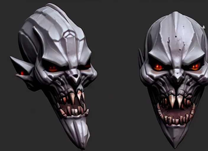 Image similar to necromancer head, stylized stl, 3 d render, activision blizzard style, hearthstone style, darksiders art style, greg rutkowski style