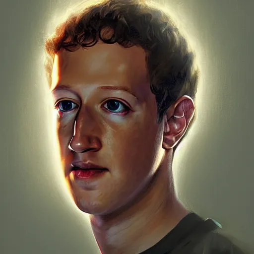 Image similar to portrait of mark zuckerberg, very detailed, art contest winner on behance, trendy on deviant art, by artgem, greg rutkowski