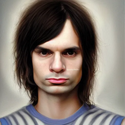 Image similar to Caricature portraits done of a young Jonny Greenwood, realistic, hyperrealistic, very realistic, highly detailed, very detailed, extremely detailed, detailed, oil painting, digital art, trending on artstation