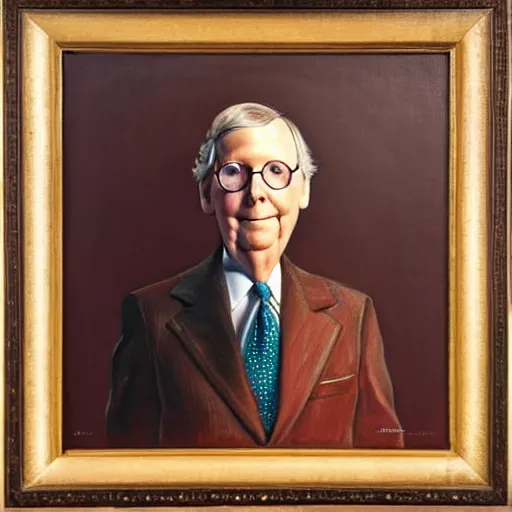 Image similar to portrait of mitch mcconnell, canvas oil painting, half turtle, martha greta kempton, frank o salisbury, granville chandor, thomas edgar stevens