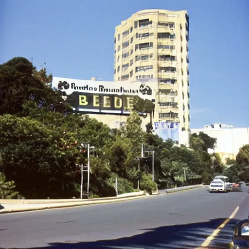 Image similar to the Beatles building viewed from the Mulholland road drive