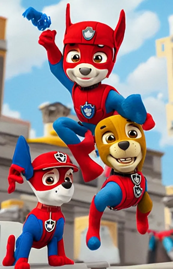 Image similar to Paw patrol spider-man