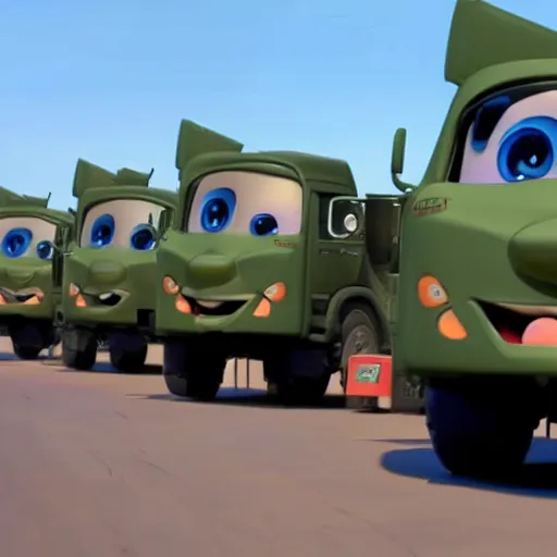 Image similar to himars mrls in cars pixar movie by disney