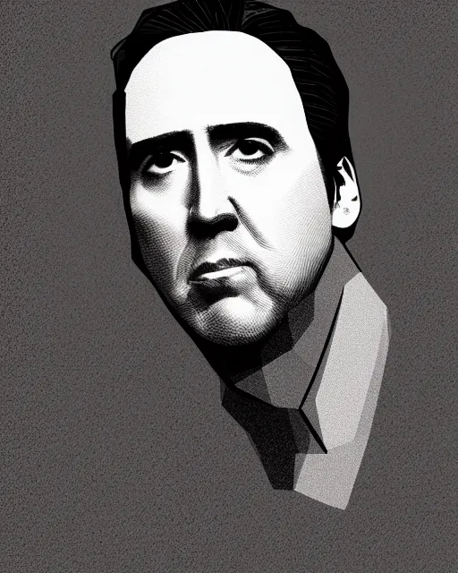 Image similar to nicholas cage, portrait, vector, low poly