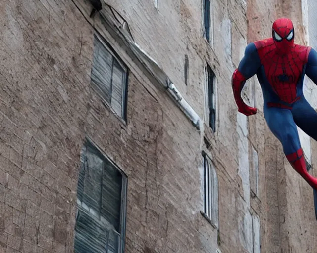 Image similar to photograph of spider - man on a building movie set