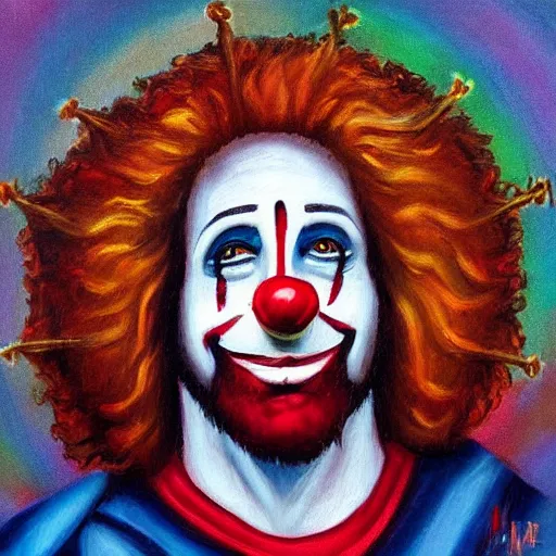 Prompt: “clown Jesus oil painting”